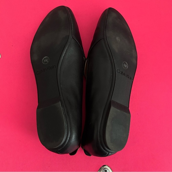 CALVIN KLEIN Orabela Black Leather Flats - Picture 9 of 10